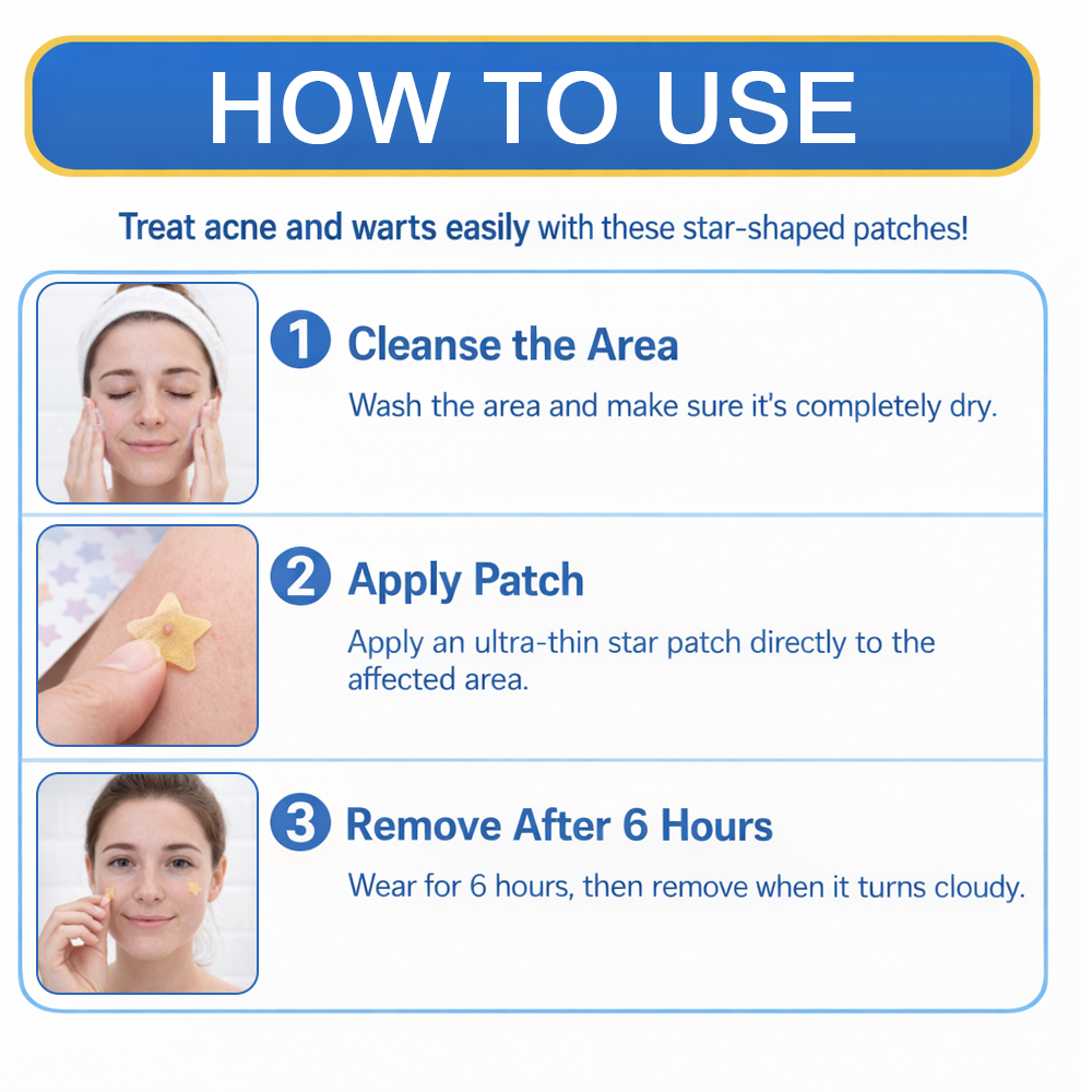 🌟Bostore® Star Pimple Patches: 2-in-1 Microneedle & Hydrocolloid Zit Stickers (6 Colors)