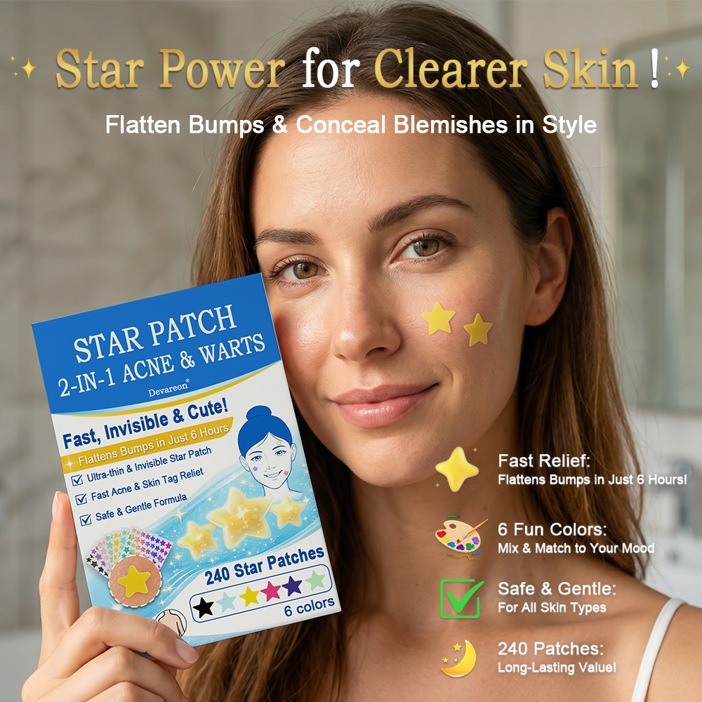 🌟Bostore® Star Pimple Patches: 2-in-1 Microneedle & Hydrocolloid Zit Stickers (6 Colors)