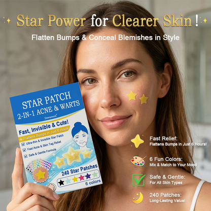 🌟Bostore® Star Pimple Patches: 2-in-1 Microneedle & Hydrocolloid Zit Stickers (6 Colors)