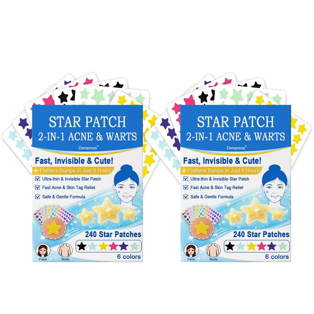 🌟Bostore® Star Pimple Patches: 2-in-1 Microneedle & Hydrocolloid Zit Stickers (6 Colors)