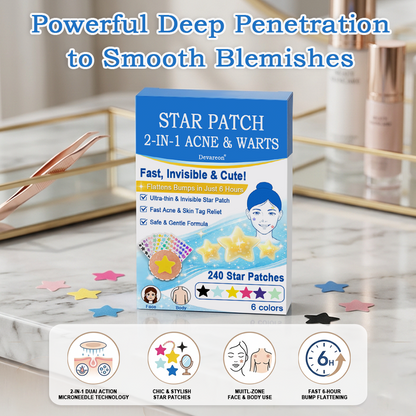 🌟Bostore® Star Pimple Patches: 2-in-1 Microneedle & Hydrocolloid Zit Stickers (6 Colors)