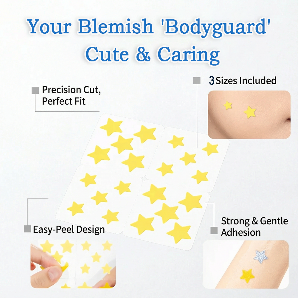 🌟Bostore® Star Pimple Patches: 2-in-1 Microneedle & Hydrocolloid Zit Stickers (6 Colors)