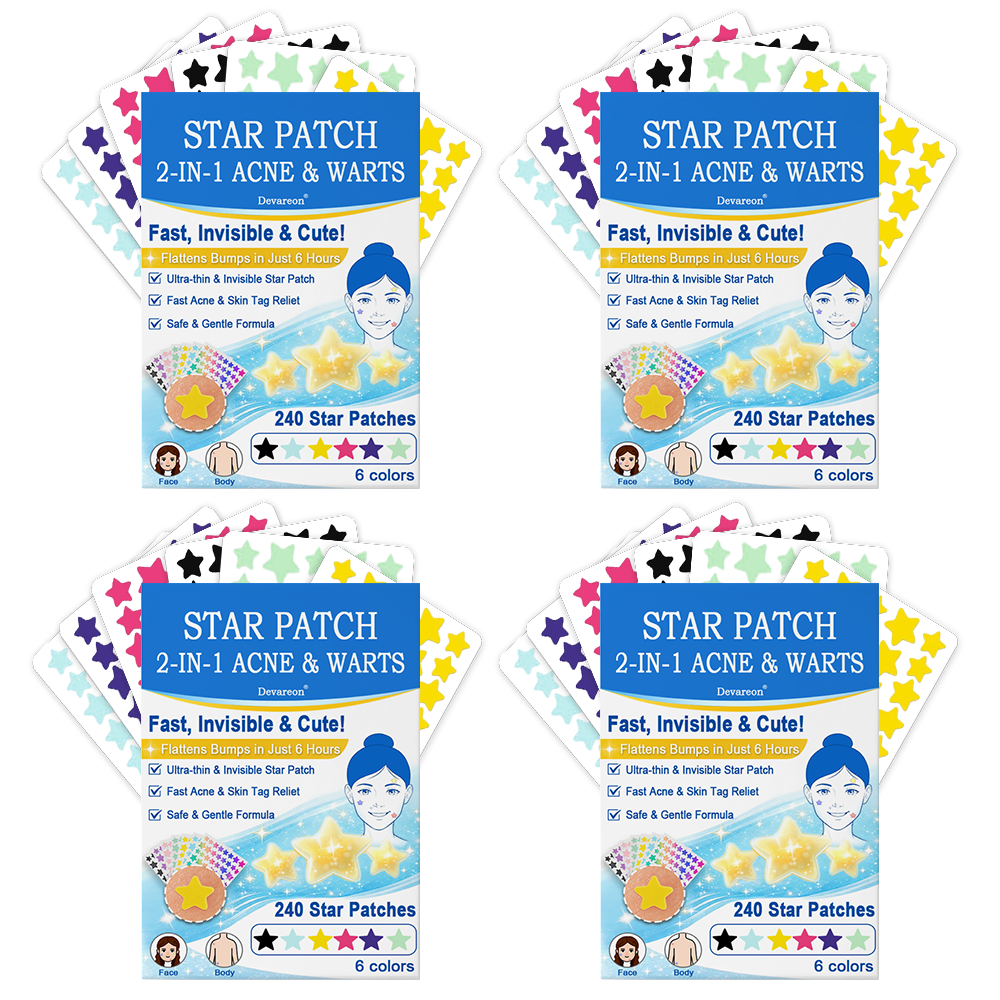 🌟Bostore® Star Pimple Patches: 2-in-1 Microneedle & Hydrocolloid Zit Stickers (6 Colors)