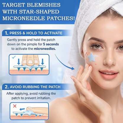 🌟Bostore® Star Pimple Patches: 2-in-1 Microneedle & Hydrocolloid Zit Stickers (6 Colors)